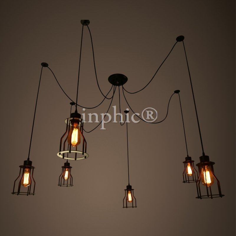 INPHIC-北歐美式復古工業簡約 愛迪生鐵籠 咖啡廳酒吧天女散花吊燈
