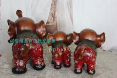 INPHIC-開運 可愛三連象創意家居裝飾工藝品擺設吉祥大象凳子禮物擺件