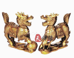 INPHIC-開運 開光銅麒麟擺件 純銅送子麒麟戲珠工藝品招財避邪裝飾品擺設(一對)