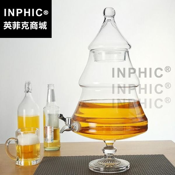 INCHIC-歐式裝酒容器玻璃果汁罐 商用西餐廳冷飲啤酒桶 冷水壺 帶水龍頭家用