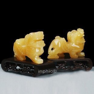 INPHIC-開運 天然黃玉貔貅擺件雌雄一對 家居裝飾品工藝品擺設07