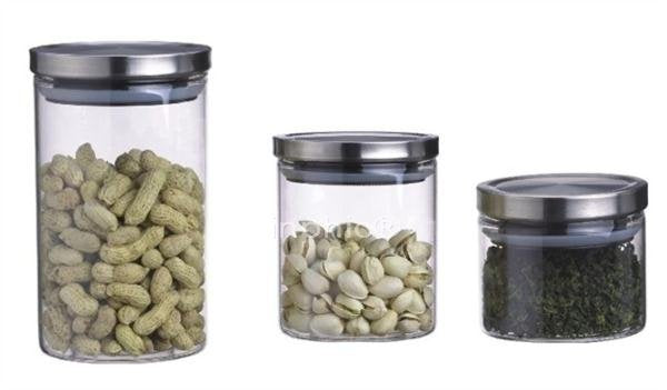 INPHIC-玻璃密封罐三件套茶葉罐儲存罐不鏽鋼蓋子