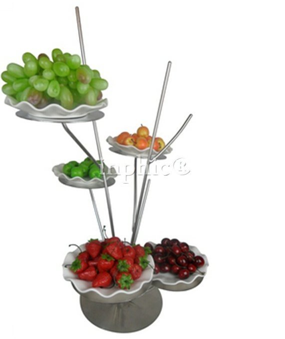 INPHIC-五頭樹枝點心架果仁架小吃蛋糕自助餐酒店用品架不鏽鋼架