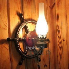 INPHIC-歐式復古地中海風實木壁燈馬燈美式鄉村 吧檯燈走道燈工程燈具