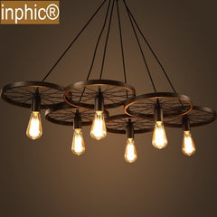 INPHIC-loft創意個性復古餐廳吧臺美式鄉村鐵藝工業風車輪吊燈  6頭