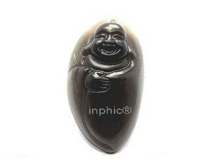 INPHIC-宗教 天然水晶 冰體黑曜石 佛爺爺掛件 吊墜  守護神 完美