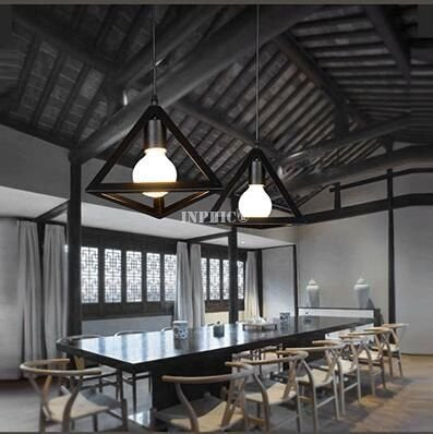 INPHIC-北歐復古loft臥室餐廳咖啡廳酒吧吧檯燈簡約鐵藝混搭工業風吊燈  C三角形