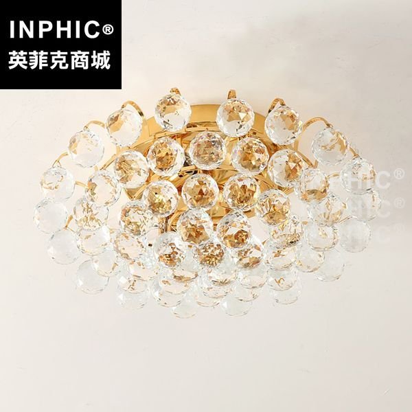 INPHIC-水晶燈客廳吸頂圓臥室燈吸頂燈金色玄關走道燈