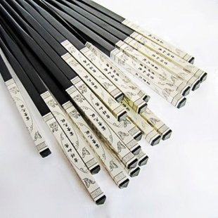 INPHIC-鑲嵌霧銀富貴無敵金屬頭超長高檔烏木筷子