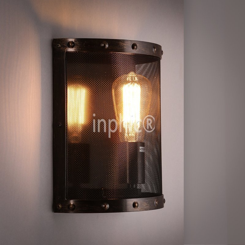 INPHIC-美式鐵銹工業復古金屬網壁燈 陽臺咖啡廳酒吧走道牆壁燈