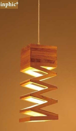 INPHIC-設計師藝術創意餐廳吊燈三頭現代簡約吧臺走道咖啡館飯廳實木吊燈 單頭
