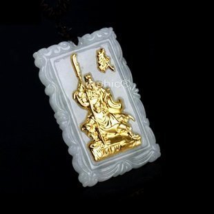 INPHIC-宗教 翡翠玉鑲千足金 關公吊墜招財避邪開運帶證書