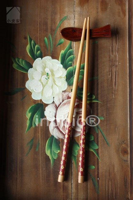 INPHIC-質樸 簡約 日式和風  紅色 櫻花 竹筷 筷子 6雙組