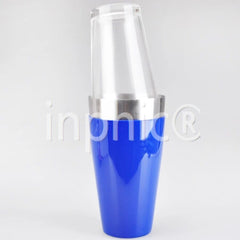 INPHIC-藍色包膠波士頓調酒器帶玻璃杯專業款調酒雪克杯花式調酒TIN