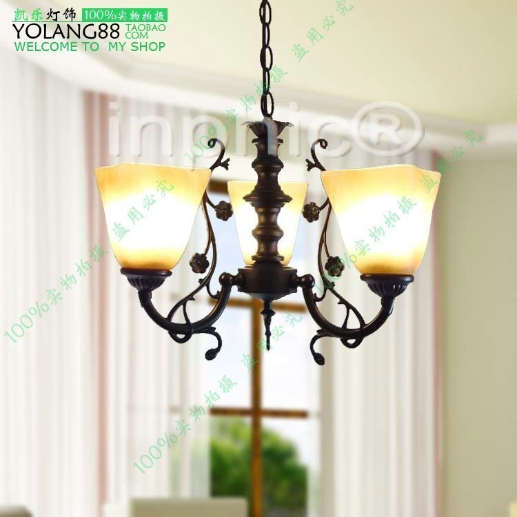 INPHIC-鄉村田園花草復古吊燈高級餐廳臥室鐵藝燈具兒童房客棧農莊燈