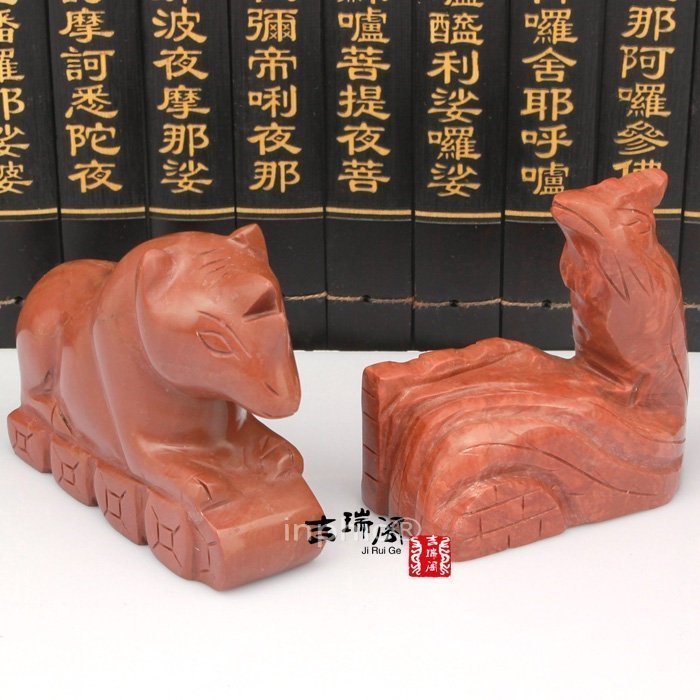 INPHIC-開運 開光吉牛獻瑞棕紅色擺件屬猴人正宗綜合助運吉祥物(一對)