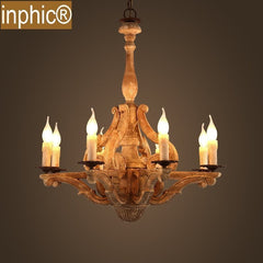 INPHIC-工業復古餐廳客廳服裝店燈具美式鄉村新古典木頭吊燈