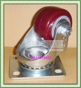 INPHIC-環球腳輪重型2.5吋帶煞車 聚氨酯輪耐磨靜音萬向輪家具輪輪子五金連接件