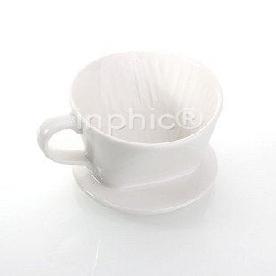 INPHIC-1-2人份純白瓷咖啡濾沖杯 陶瓷咖啡過濾器 V型濾杯