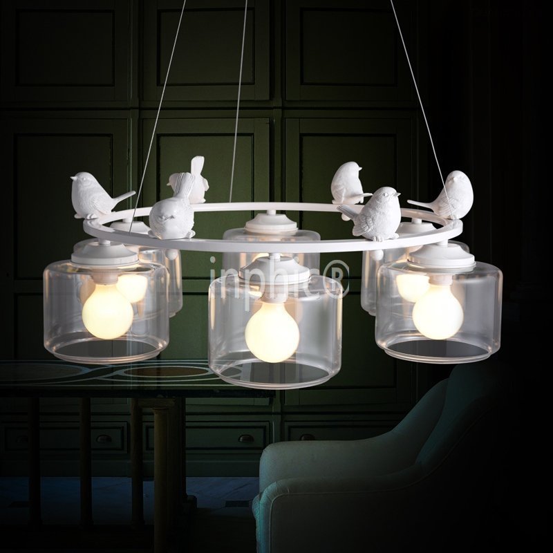 INPHIC-現代 餐廳六頭小鳥吊燈簡歐客廳吧臺酒吧服裝店書房圓形吊燈