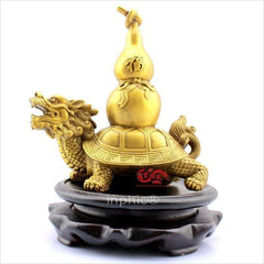 INPHIC-開光純銅福字葫蘆靈龍龜擺件 龍龜葫蘆 靈龜背葫蘆靈龜賜福擺件(帶底座)