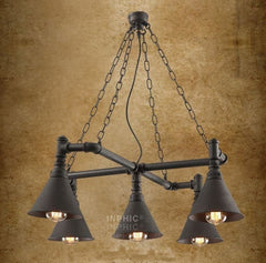 INPHIC-復古創意水管吊燈美式鄉村客廳臥室酒店酒吧鐵藝特色工業餐廳吊燈 5頭