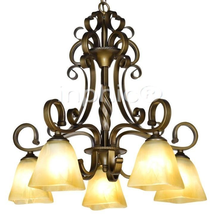 INPHIC-美式簡約鐵藝歐式吊燈五頭燈罩向下 客廳吊燈臥室燈餐廳燈L003