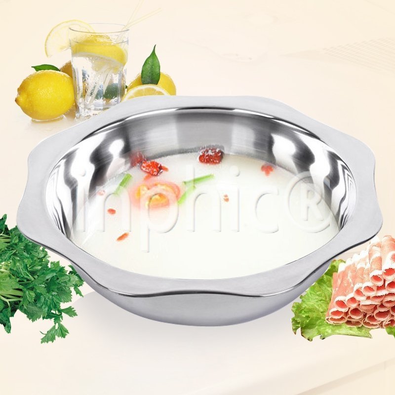 INPHIC-火鍋盆 八角火鍋 加厚不銹鋼鴛鴦火鍋 電磁爐火鍋 太陽鍋 無格34cm