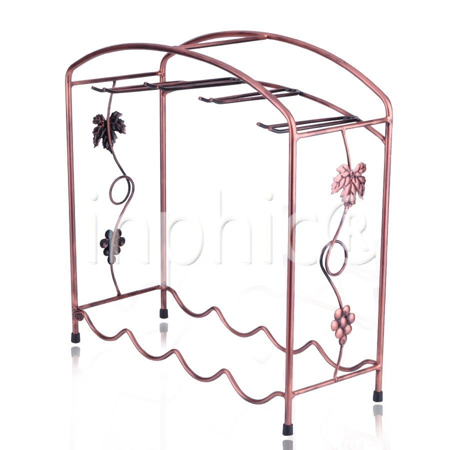 INPHIC-四瓶款古銅色田園風格歐式紅酒架 掛杯架 落地式酒架 鐵藝酒杯架