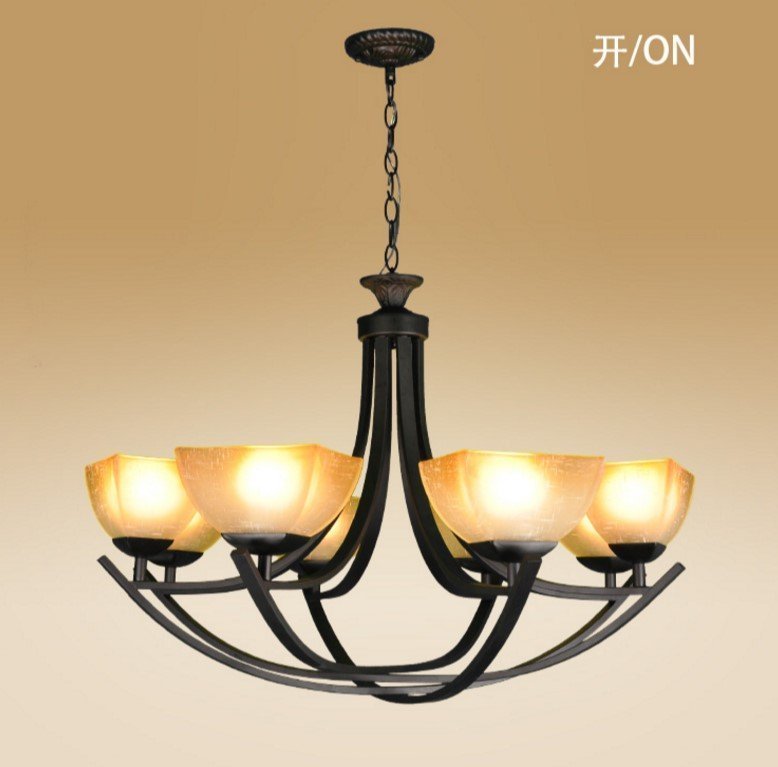 INPHIC-燈飾歐式鐵藝6頭吊燈古典客廳吊燈餐廳吊燈田園