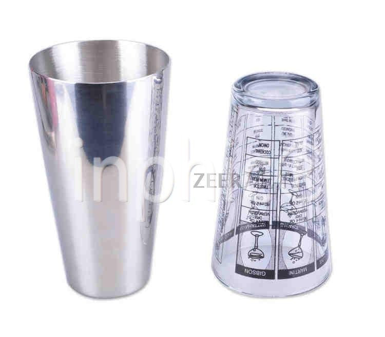 INPHIC-波士頓調酒器配刻度杯 調酒工具 帶刻度玻璃杯 調雞尾酒