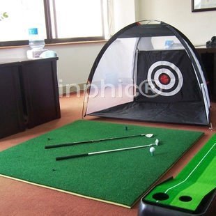 INPHIC-高爾夫 室內打擊籠高爾夫練習網打擊墊揮桿練習器套裝送球桿
