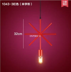 INPHIC-幾何北歐吊燈設計師藝術創意燈具餐廳酒吧服裝店簡約中式鐵藝吊燈（米字形）