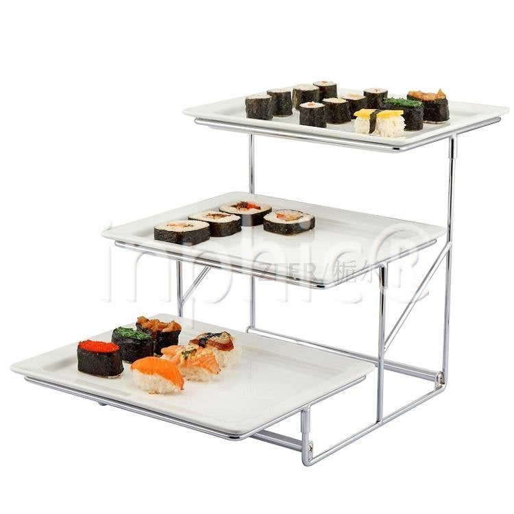 INPHIC-創意 三層果盤點心架 陶瓷糕點盤 壽司展示盤 自助餐盤 1/2