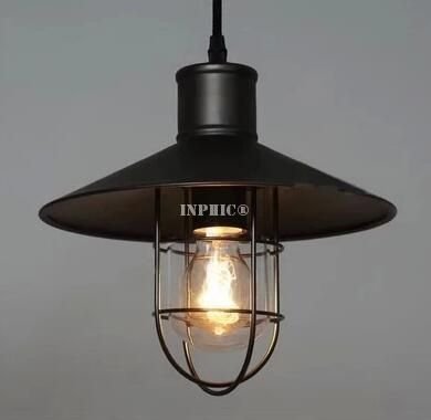 INPHIC-Lof復古工業餐廳吧臺現代簡約創意單頭酒吧倉庫陽臺鐵藝吊燈 直徑270mm