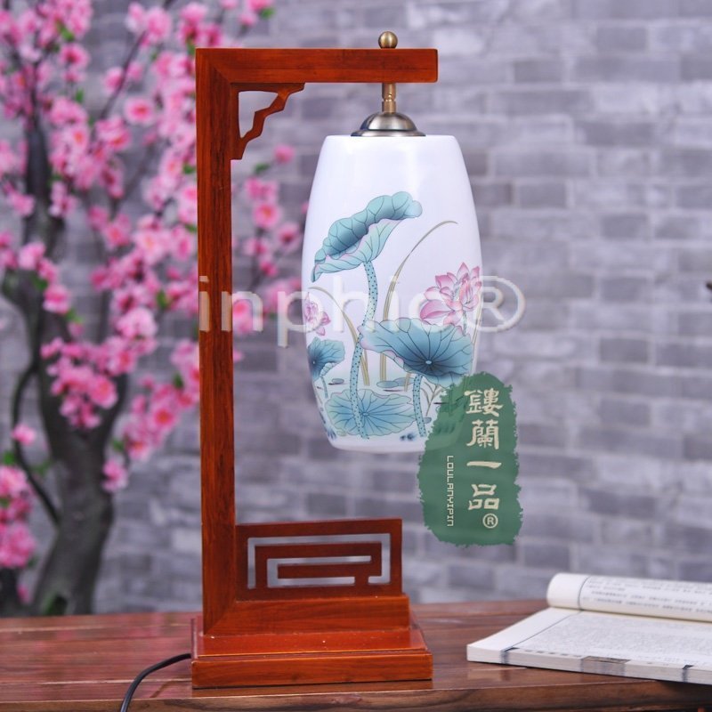 INPHIC-手繪景德鎮陶瓷燈具現代臥室客廳檯燈床頭古典創意禮物荷塘月色