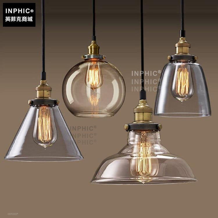 INPHIC-美式鄉村 吊燈 咖啡廳復古玻璃吊燈 創意個性北歐餐廳酒吧特色工業風 手電筒造型款