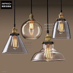 INPHIC-美式鄉村 吊燈 咖啡廳復古玻璃吊燈 創意個性北歐餐廳酒吧特色工業風 手電筒造型款