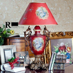 INPHIC-宮廷奢華風格 約納斯陶瓷彩繪歐式檯燈 創臥室床頭檯燈