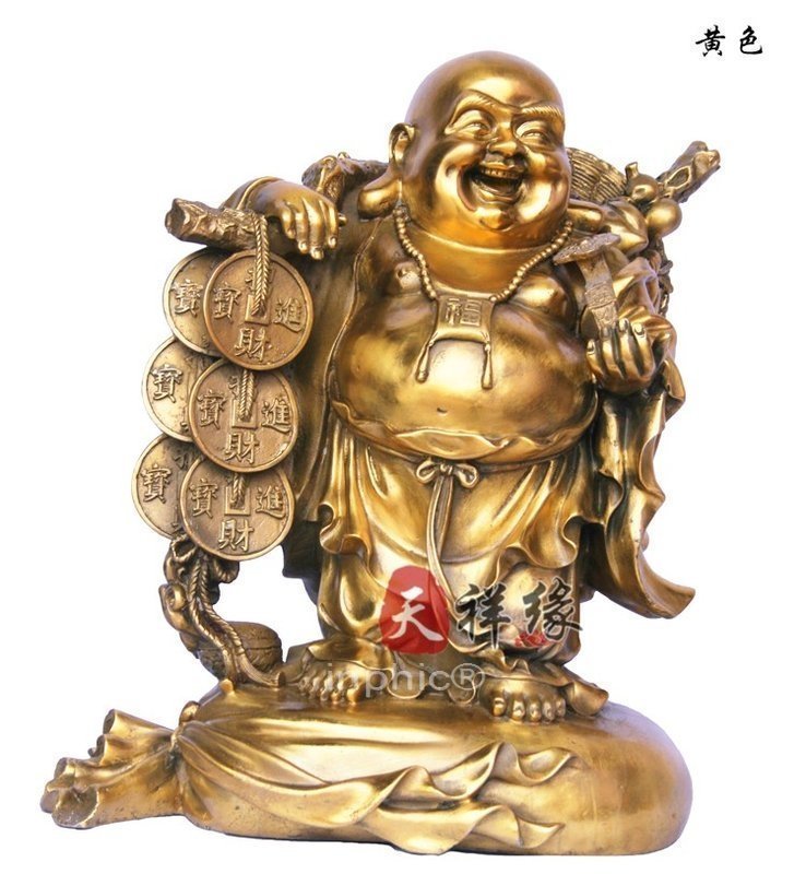 INPHIC-佛像 銅挑金幣佛純銅彌勒佛佛像笑佛開心佛大肚佛創意