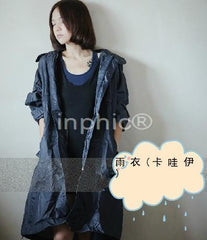 INPHIC-雨具 韓國設計時尚男士男式雨衣 超防雨又輕薄 藏藍/黑色