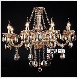 INPHIC-水晶燈 水晶吊燈 干邑色水晶燈 8頭水晶吊燈 客廳燈
