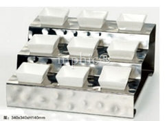 INPHIC-不鏽鋼自助餐小吃架 錘點方形梯形三層調味盅架 酒店用品 不含碗