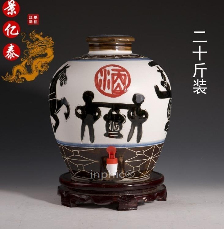 INPHIC-景德鎮二十斤陶瓷酒瓶 20斤復古馬車密封酒壇 手繪復古空酒具