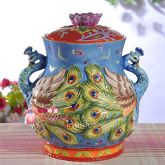 INPHIC-茶具 簡歐錦繡系列孔雀陶瓷密封罐餅乾罐茶葉罐糖果罐家居飾品