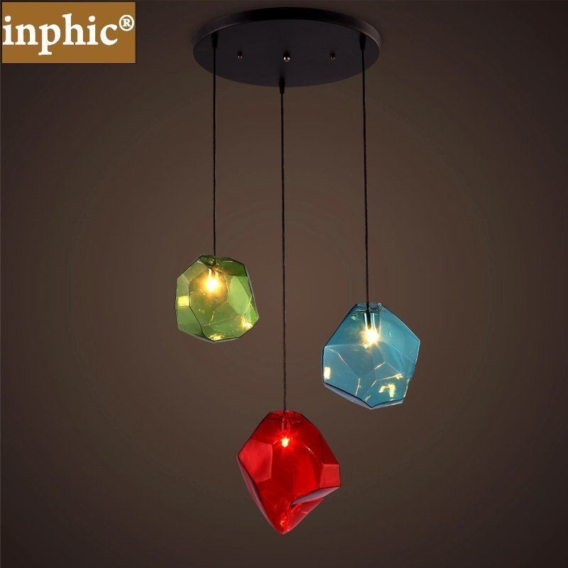 INPHIC-餐廳吊燈三頭鐵藝復古工業陽臺書房走道吊燈具酒吧臺創意個性色彩