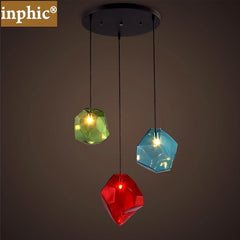 INPHIC-餐廳吊燈三頭鐵藝復古工業陽臺書房走道吊燈具酒吧臺創意個性色彩