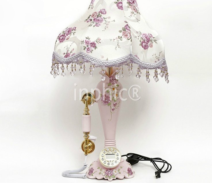 INPHIC-歐式仿舊電話檯燈一體機創意田園復古床頭燈