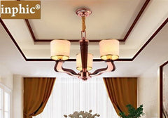 INPHIC-新中式吊燈具客廳大氣餐廳足浴大廳酒店會所複式別墅古典歐式木燈 3頭