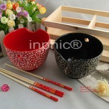 INPHIC-時尚百家姓宮廷雕花對碗紅黑對碗送4雙筷子